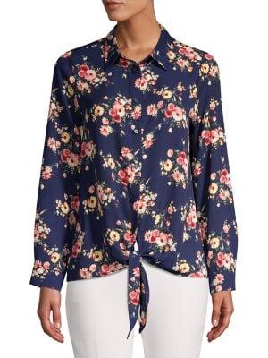 Pleione Floral-print Button-down Shirt