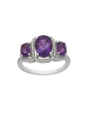 Lord & Taylor Amethyst Sterling Silver Solitaire Ring