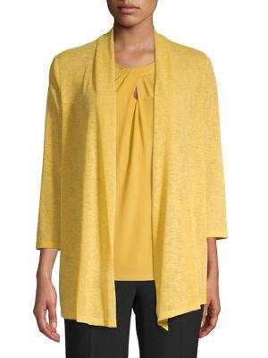Kasper Textured Open-front Cardigan