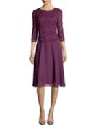 Alex Evenings Petite Quarter-sleeve Sequin Dress