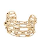 Michael Kors ??rilliance Crystal And Stainless Steel Iconic Links Statement Open Cuff Bracelet