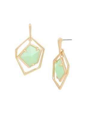 H Halston Crystal Geometric Drop Earrings