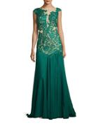 M By Mac Duggal Boatneck Lace Illusion Gown