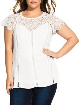 City Chic Plus Lace Flower Top