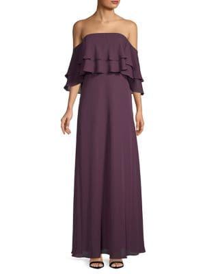 Calvin Klein Ruffled Off-the-shoulder Popover Dress