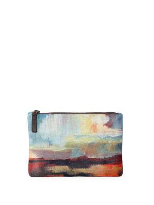 Vida Printed Leather Carryall Pouch