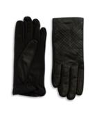 Lord & Taylor Quilted Leather Tech Gloves