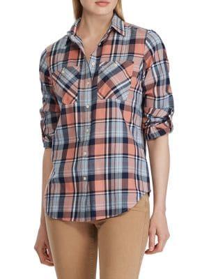 Lauren Ralph Lauren Plaid Roll-tab Sleeve Button-down Shirt