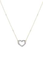 Adina Reyter 14k Yellow Gold And Diamond Tiny Pave Open Heart Pendant Necklace