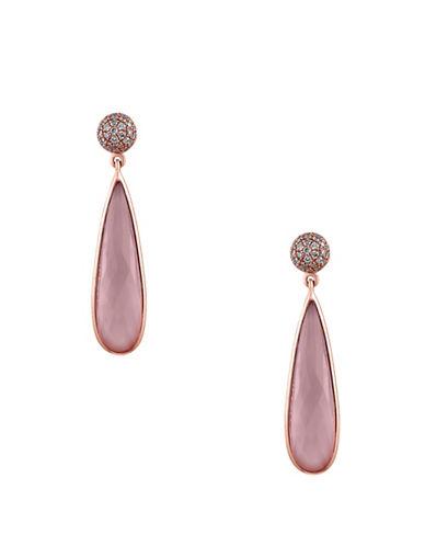 Effy 14k Rose Gold, Rose Quartz, Mother-of-pearl And Diamond Teardrop Earrings, 0.31 Tcw