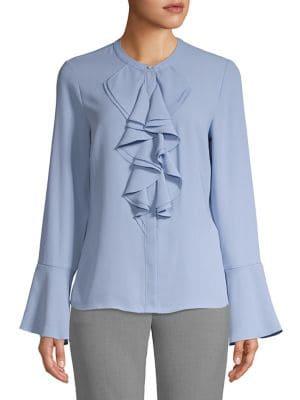 Karl Lagerfeld Paris Ruffle-front Flounce Blouse