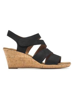 Rockport Briah Asymmetrical Leather Wedge Sandals