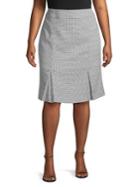 Kasper Plus Pleated Tweed Check Skirt