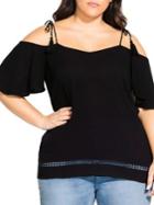 City Chic Plus Sun Kissed Cold-shoulder Top