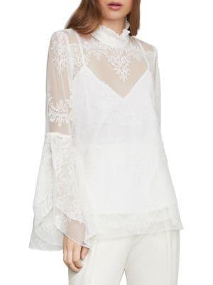 Bcbgmaxazria Two-piece Embroidered Ruffle Neck Top & Camisole Set