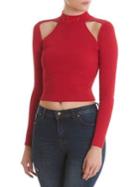La La Anthony Cut-out Cropped Sweater