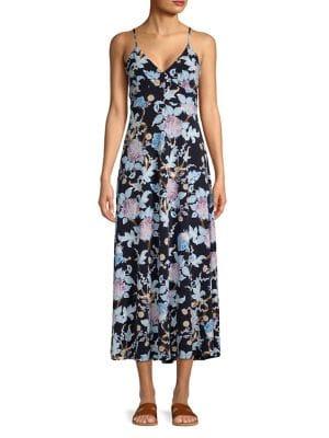 Vince Camuto Petite Poetic Blooms Midi Slip Dress