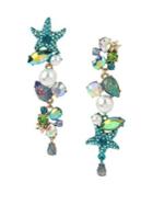 Betsey Johnson Sealife Faux Pearl And Crystal Mismatch Earrings
