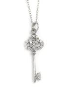 Lord & Taylor Cubic Zirconia And Sterling Silver Key Pendant Necklace