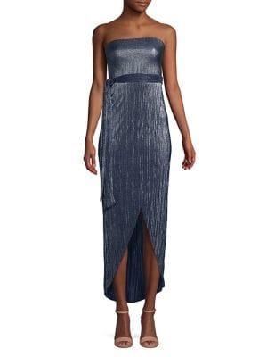 Bcbgeneration Metallic Asymmetrical Strapless Sheath Dress
