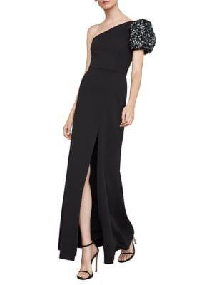 Bcbgmaxazria Sequin-trimmed One-shoulder Gown