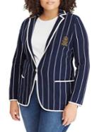 Lauren Ralph Lauren Plus Bullion Patch Striped Blazer