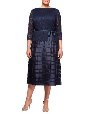 Alex Evenings Plus Lace A-line Dress