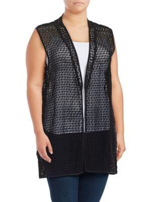 Joan Vass Plus Open-front Lace Vest