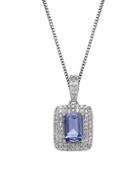 Lord & Taylor Tanzanite, Diamond And 14k White Gold Pendant Necklace