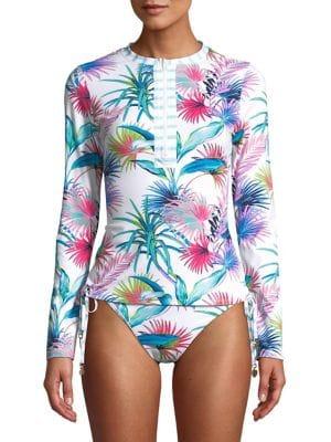 Tommy Bahama Fronds Ferdinand Half-zip Rash Guard