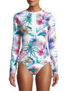 Tommy Bahama Fronds Ferdinand Half-zip Rash Guard