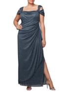 Alex Evenings Plus Cold-shoulder Long Dress
