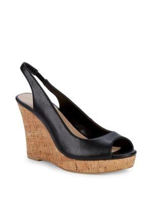 Charles By Charles David Leandra Leather Slingback Wedge Sandals