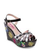 Betsey Johnson Traci Embroidered Platform Wedge Sandal