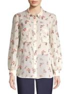 Finders Floral Puff-sleeve Button Blouse