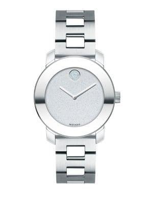Movado Bold Glitter-dial Stainless Steel Bracelet Watch