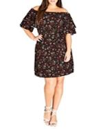 City Chic Plus Fresh Floral Off-the-shoulder Dress