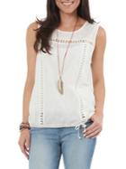 Democracy Sleeveless Embroidered Top