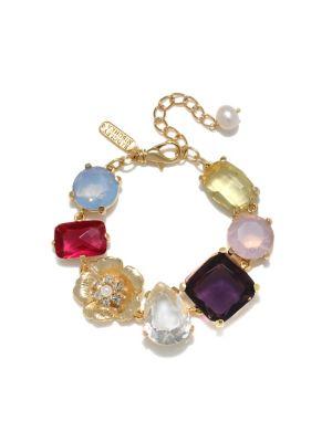 Badgley Mischka 6-7mm White Pearl And Crystal Link Bracelet