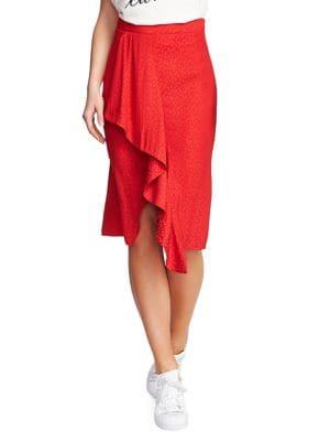 1.state Printed Ruffle Pencil Skirt