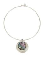 Robert Lee Morris Collection Abalone Disc Round Wire Necklace
