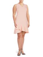 Calvin Klein Plus V-neck Ruffled Hem Dress