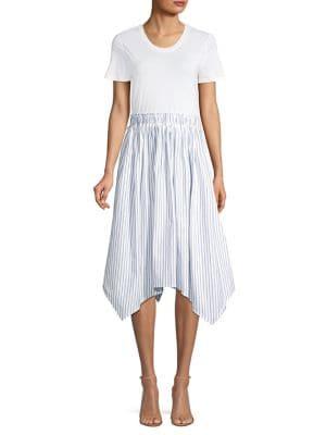 Donna Karan Striped Skirt Trapeze Dress