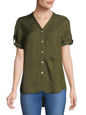 Caara Treasure Hi-lo Cotton Button-down Shirt
