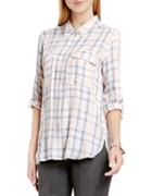 Two By Vince Camuto Long Sleeve Checked Twill Relaxed Utility Shirt