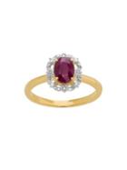 Lord & Taylor 14k Yellow Gold, Diamond And Ruby Ring