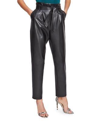 Miss Selfridge Faux-leather Paperbag Trousers