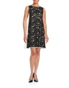 Adrianna Papell Lace-accented Trapeze Dress