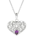 Lord & Taylor 925 Sterling Silver & Crystal Willowbird Teardrop Heart Pendant Necklace