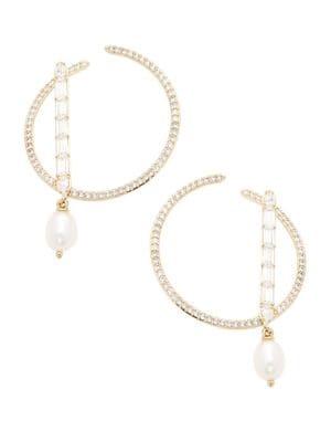 Nadri Josephine Crystal And Faux-pearl Hoop Earring